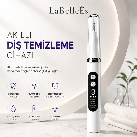 LaBelleÉs SmilePro™ Ultrasonik Diş Taşı Temizleyici – 5 Modlu LED’li Profesyonel Bakım Cihazı