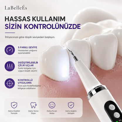 LaBelleÉs SmilePro™ Ultrasonik Diş Taşı Temizleyici – 5 Modlu LED’li Profesyonel Bakım Cihazı