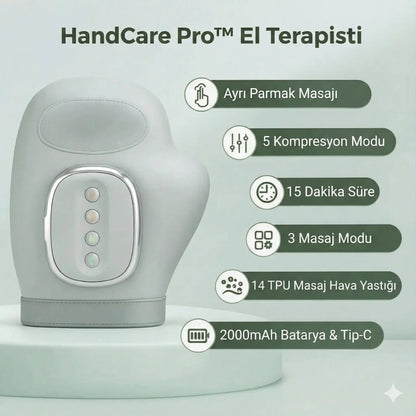 HandCare Pro™ El Terapisti - Isıtmalı ve Akıllı Kompresyonlu El Masaj Aleti