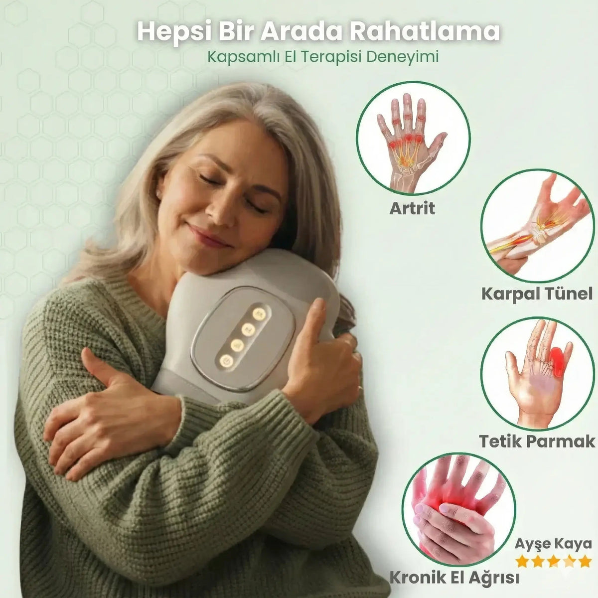 HandCare Pro™ El Terapisti - Isıtmalı ve Akıllı Kompresyonlu El Masaj Aleti