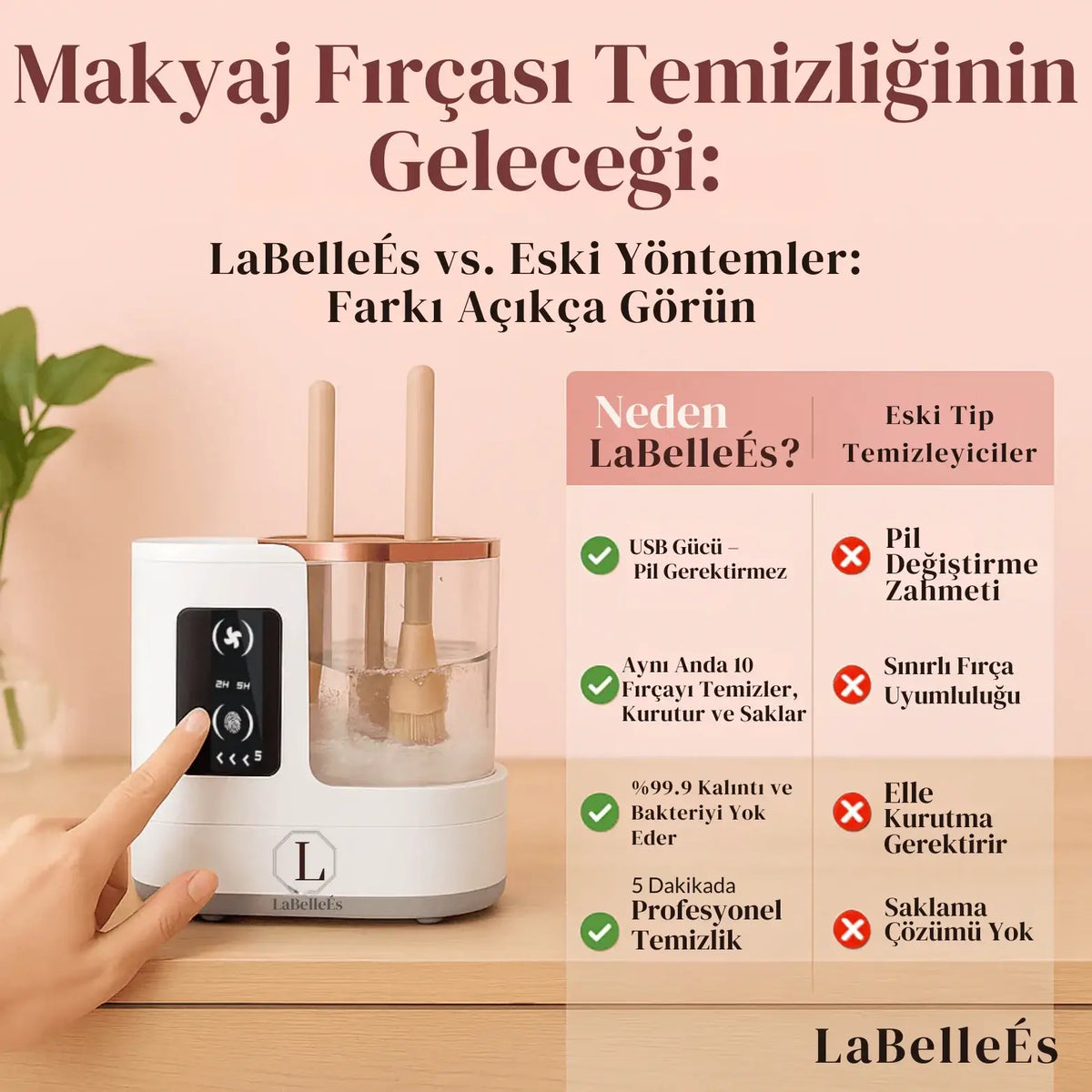 ÉS BrushClean | 3’ü 1 Arada Makyaj Fırçası Temizleyici